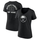 Buffalo Sabres Women's Personalized Name & Number Monochrome V-Neck T-Shirt