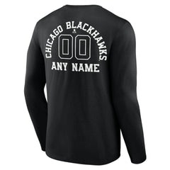Chicago Blackhawks Personalized Name & Number Monochrome Long Sleeve T-Shirt