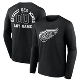 Detroit Red Wings Personalized Name & Number Monochrome Long Sleeve T-Shirt
