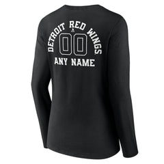 Detroit Red Wings Women's Personalized Name & Number Monochrome Long Sleeve V-Neck T-Shirt