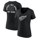 Detroit Red Wings Women's Personalized Name & Number Monochrome V-Neck T-Shirt