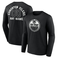 Edmonton Oilers Personalized Name & Number Monochrome Long Sleeve T-Shirt