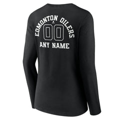 Edmonton Oilers Women's Personalized Name & Number Monochrome Long Sleeve V-Neck T-Shirt