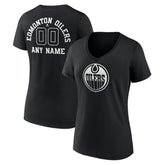 Edmonton Oilers Women's Personalized Name & Number Monochrome V-Neck T-Shirt