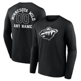 Minnesota Wild Personalized Name & Number Monochrome Long Sleeve T-Shirt