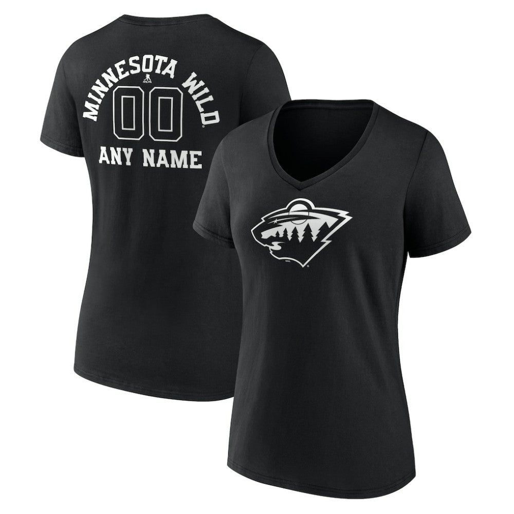 Minnesota Wild Women's Personalized Name & Number Monochrome V-Neck T-Shirt