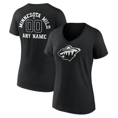 Minnesota Wild Women's Personalized Name & Number Monochrome V-Neck T-Shirt