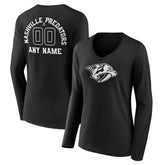Nashville Predators Women's Personalized Name & Number Monochrome Long Sleeve V-Neck T-Shirt