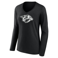 Nashville Predators Women's Personalized Name & Number Monochrome Long Sleeve V-Neck T-Shirt