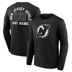 New Jersey Devils Personalized Name & Number Monochrome Long Sleeve T-Shirt