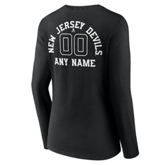 New Jersey Devils Women's Personalized Name & Number Monochrome Long Sleeve V-Neck T-Shirt