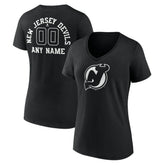 New Jersey Devils Women's Personalized Name & Number Monochrome V-Neck T-Shirt