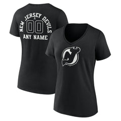 New Jersey Devils Women's Personalized Name & Number Monochrome V-Neck T-Shirt