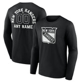 New York Rangers Personalized Name & Number Monochrome Long Sleeve T-Shirt