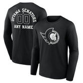 Ottawa Senators Personalized Name & Number Monochrome Long Sleeve T-Shirt
