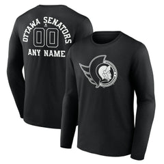 Ottawa Senators Personalized Name & Number Monochrome Long Sleeve T-Shirt