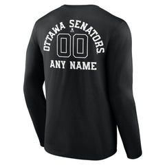 Ottawa Senators Personalized Name & Number Monochrome Long Sleeve T-Shirt