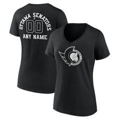Ottawa Senators Women's Personalized Name & Number Monochrome V-Neck T-Shirt