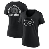 Philadelphia Flyers Women's Personalized Name & Number Monochrome V-Neck T-Shirt
