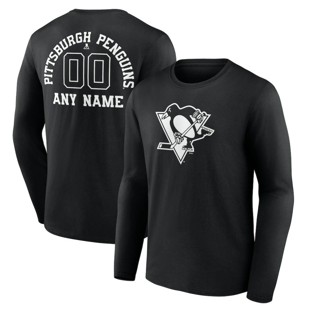 Pittsburgh Penguins Personalized Name & Number Monochrome Long Sleeve T-Shirt