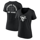 Pittsburgh Penguins Women's Personalized Name & Number Monochrome V-Neck T-Shirt