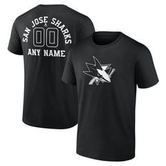San Jose Sharks Personalized Name & Number Monochrome T-Shirt
