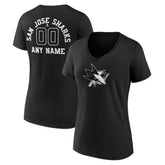 San Jose Sharks Women's Personalized Name & Number Monochrome V-Neck T-Shirt