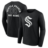 Seattle Kraken Personalized Name & Number Monochrome Long Sleeve T-Shirt