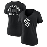 Seattle Kraken Women's Personalized Name & Number Monochrome V-Neck T-Shirt