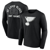 St. Louis Blues Personalized Name & Number Monochrome Long Sleeve T-Shirt