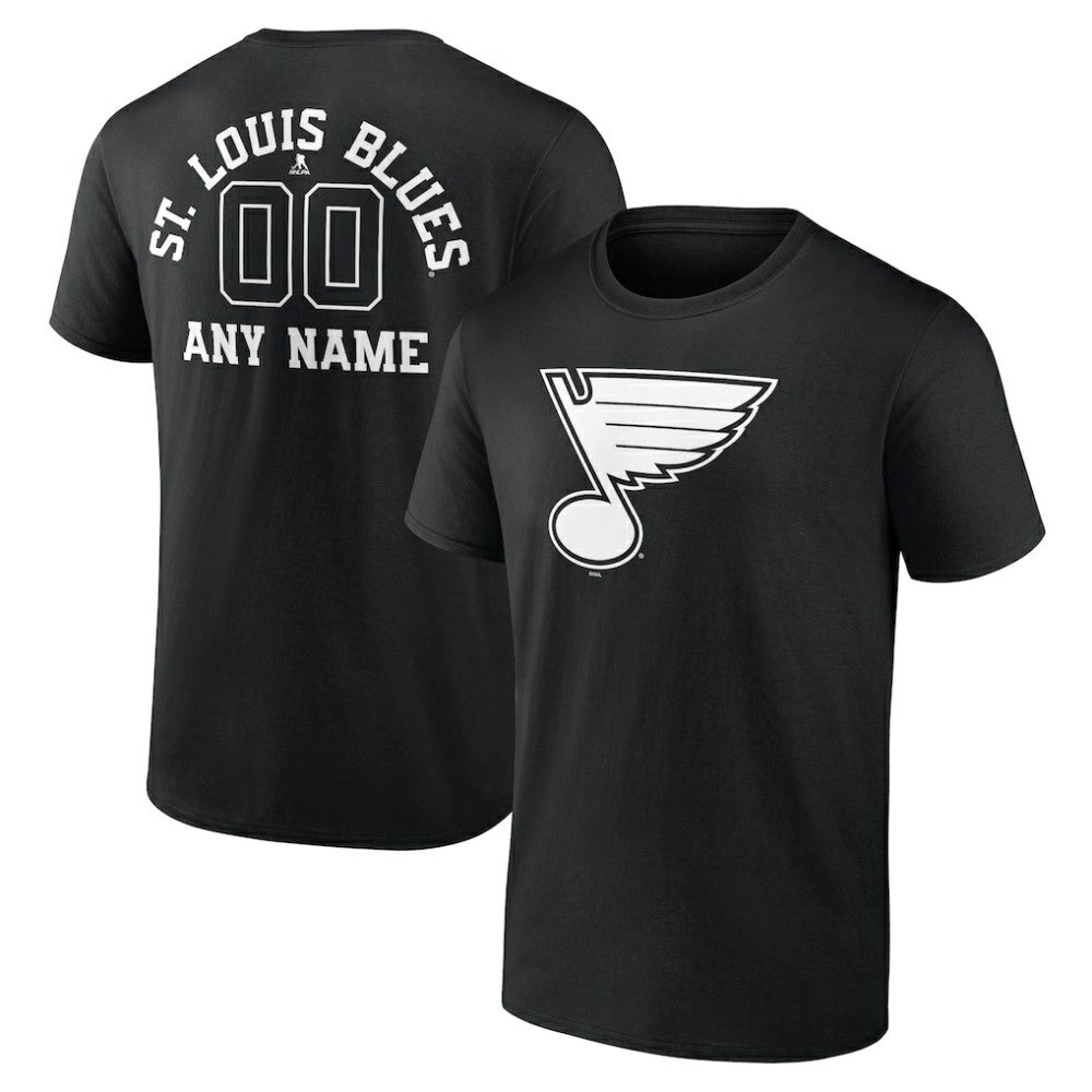 St. Louis Blues Personalized Name & Number Monochrome T-Shirt