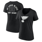 St. Louis Blues Women's Personalized Name & Number Monochrome V-Neck T-Shirt