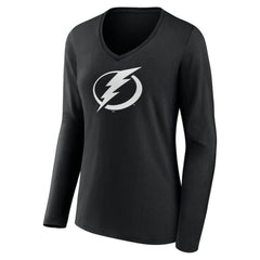 Tampa Bay Lightning Women's Personalized Name & Number Monochrome Long Sleeve V-Neck T-Shirt