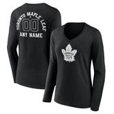 Toronto Maple Leafs Women's Personalized Name & Number Monochrome Long Sleeve V-Neck T-Shirt