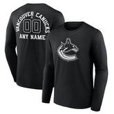 Vancouver Canucks Personalized Name & Number Monochrome Long Sleeve T-Shirt