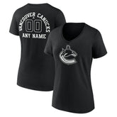 Vancouver Canucks Women's Personalized Name & Number Monochrome V-Neck T-Shirt