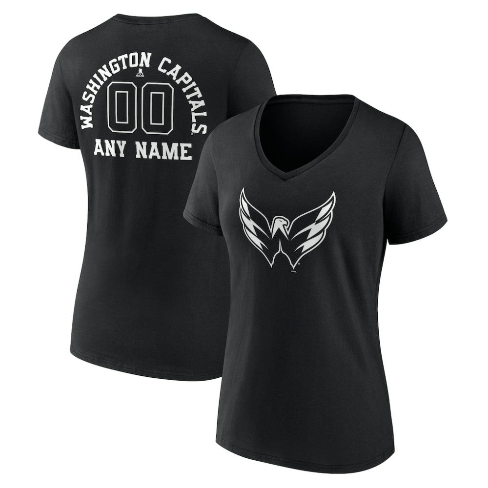 Washington Capitals Women's Personalized Name & Number Monochrome V-Neck T-Shirt