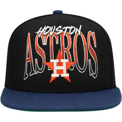 Houston Astros Rise Up Snapback Hat - Black | Mitchell & Ness