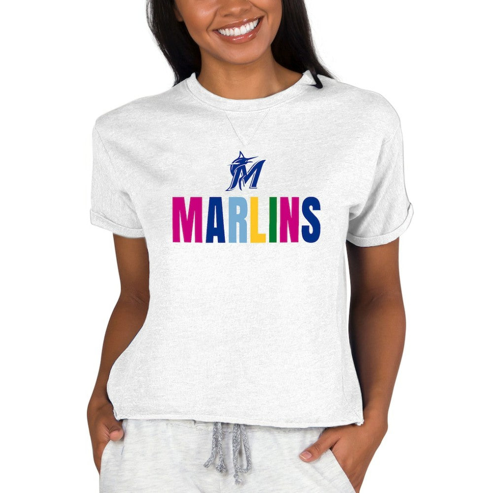Miami Marlins Concepts Sport Women's Mainstream Terry Sweatshirt - Oatmeal