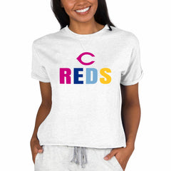 Cincinnati Reds Concepts Sport Women's Mainstream Terry Sweatshirt - Oatmeal