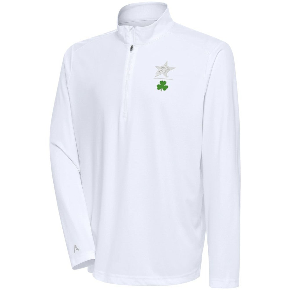 Dallas Stars Antigua Shamrock Tribute Quarter-Zip Pullover Top