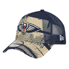 New Orleans Pelicans Tip Off A-Frame Trucker 9FORTY Adjustable Hat - Navy/Gold | New Era discount