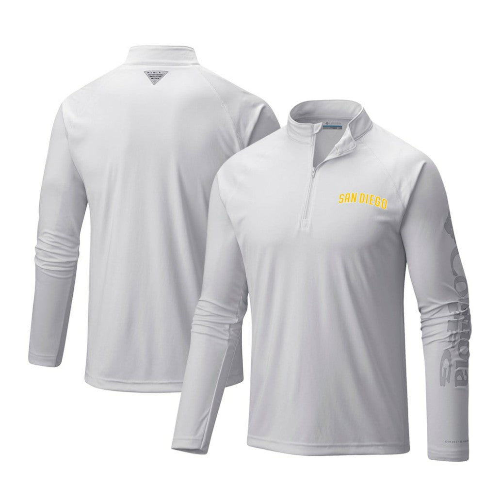 San Diego Padres Terminal Tackle Omni-Shade Raglan Quarter-Zip Pullover Top - White | Columbia