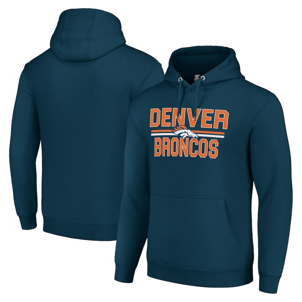 NFL Denver Broncos Starter Unisex Team Mesh Print Graphic Tri-Blend Pullover Hoodie