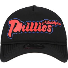Philadelphia Phillies Retro Bold A-Frame Trucker 9FORTY Adjustable Hat - Black | New Era