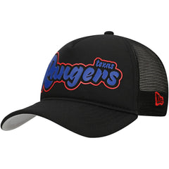 Texas Rangers Retro Bold A-Frame Trucker 9FORTY Adjustable Hat - Black | New Era