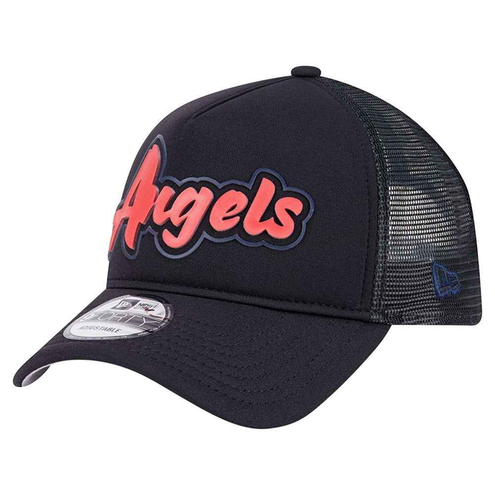 Los Angeles Angels Retro Bold A-Frame Trucker 9FORTY Adjustable Hat - Black | New Era