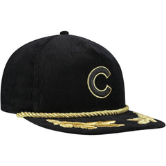 Chicago Cubs Corduroy Filigree Golfer Adjustable Hat - Black | New Era