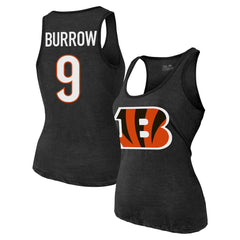 NFL Cincinnati Bengals Joe Burrow Majestic Threads Women's Name & Number Tri-Blend Tank Top