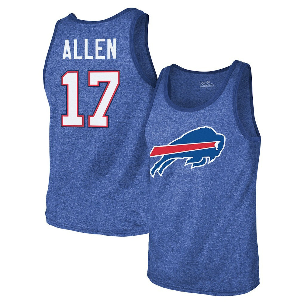 NFL Buffalo Bills Josh Allen Majestic Threads Tri-Blend Player Name & Number Tank Top